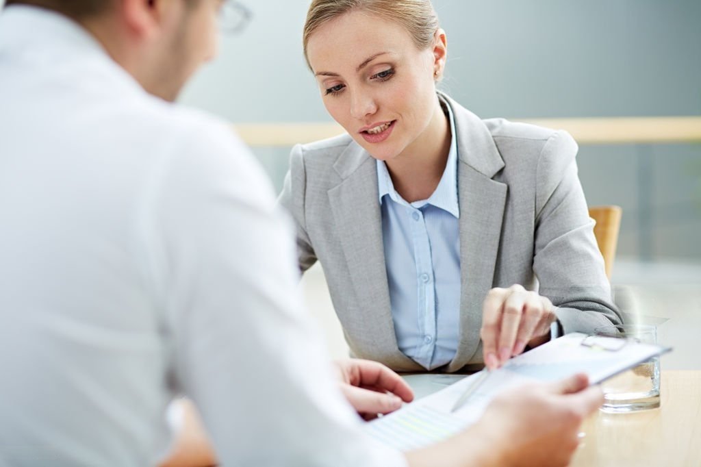 woman talking with a man